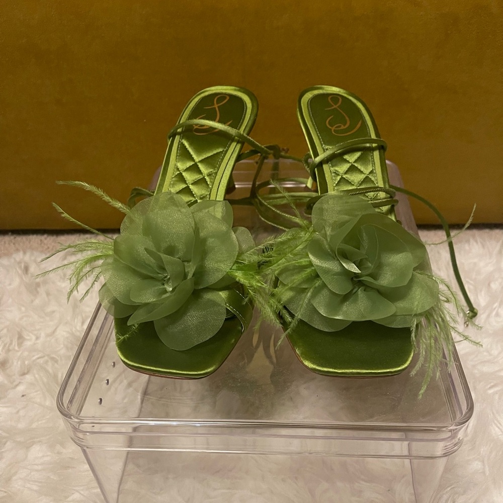 Sam Edelman Acid Green Satin Sandels